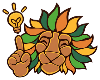 The Dutch-Smart mascot, a lion with a light bulb